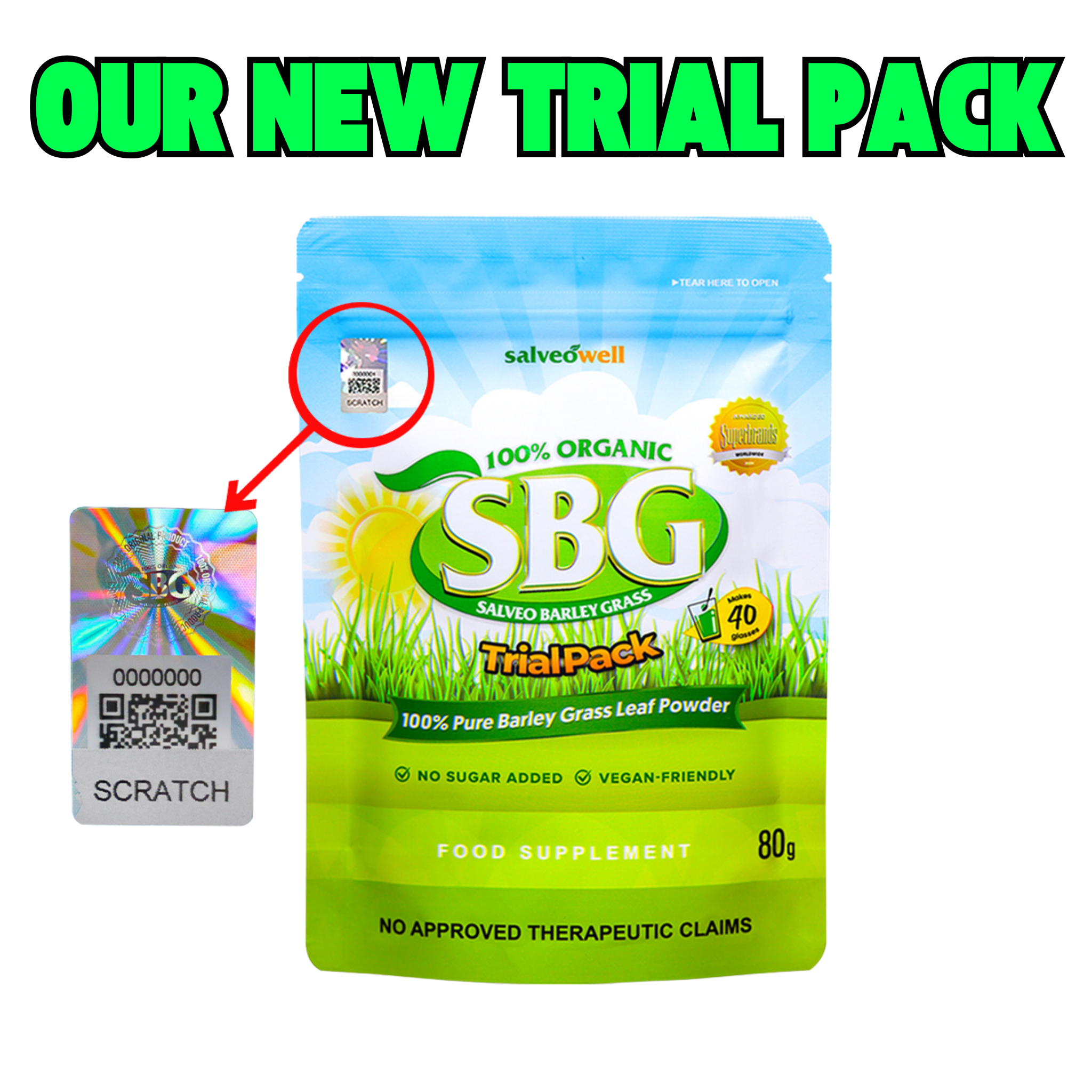 NEW SALVEO BARLEY GRASS TRIAL PACK FROM 60 GRAMS NOW 80 GRAMS