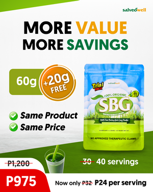 NEW SALVEO BARLEY GRASS TRIAL PACK FROM 60 GRAMS NOW 80 GRAMS